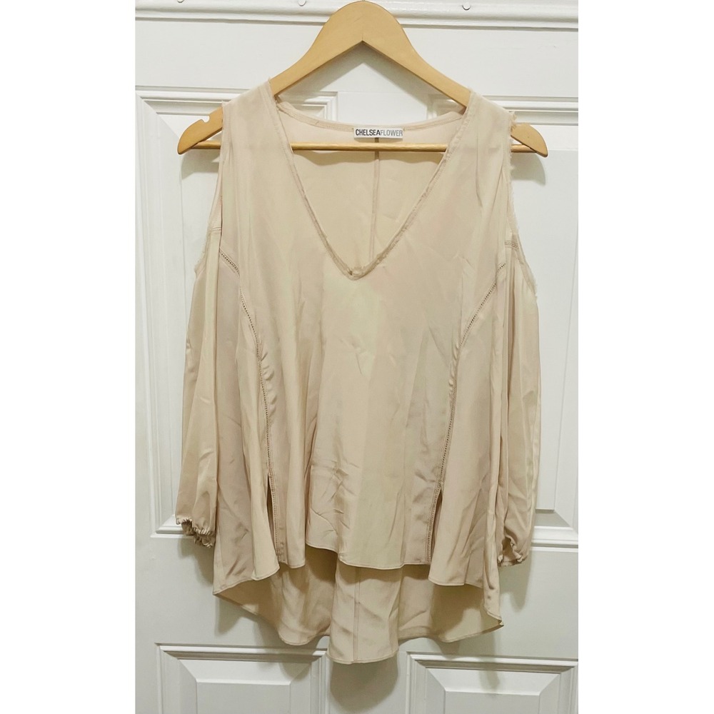 Chelsea Flower‎ Womens Top Blouse Cold Shoulder V Neck Long Sleeve